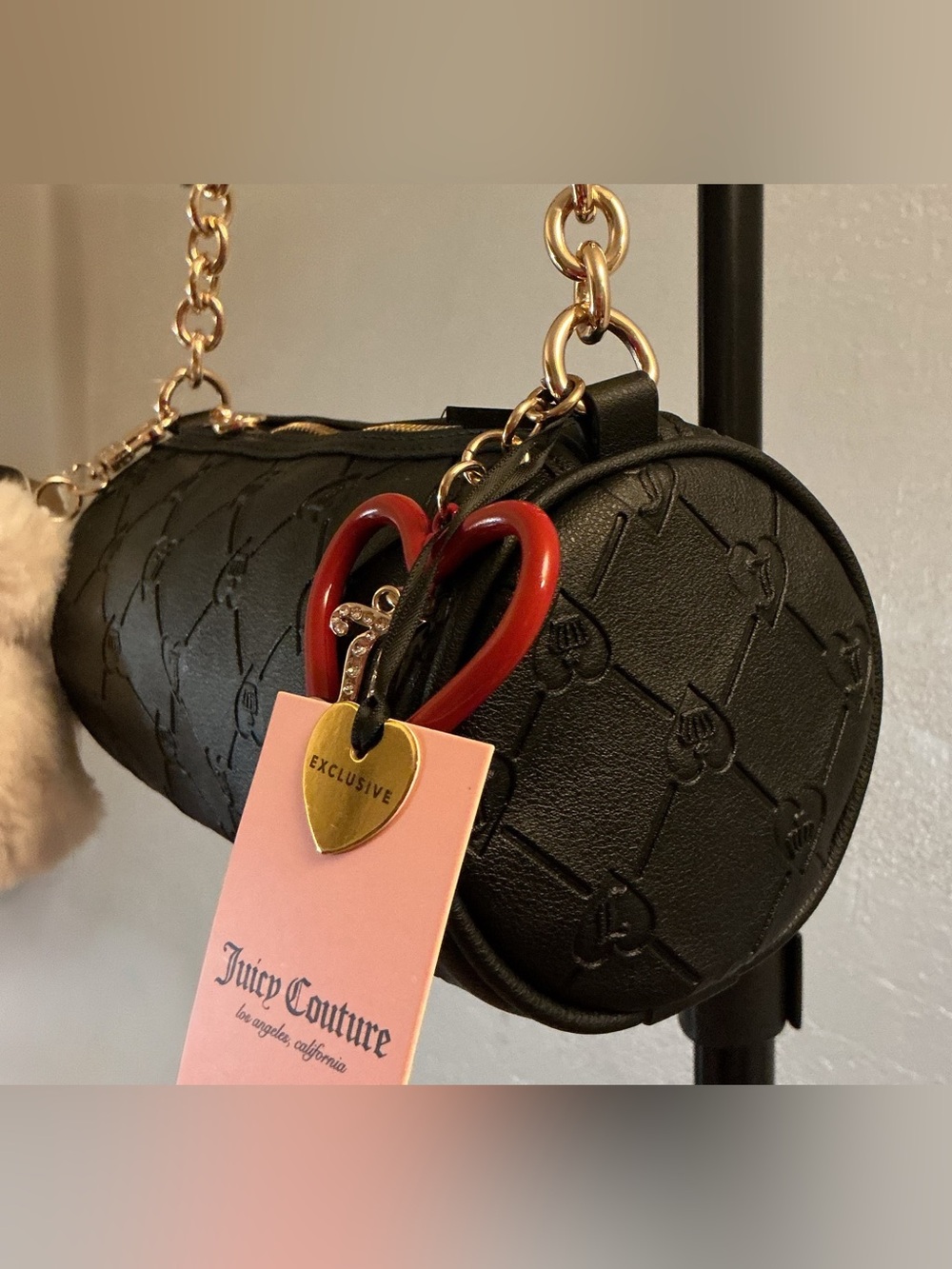 Juicy Couture Holiday In Roll Bag w/Teddy Bear Plush Charm - Liquorice - Picture 3 of 8